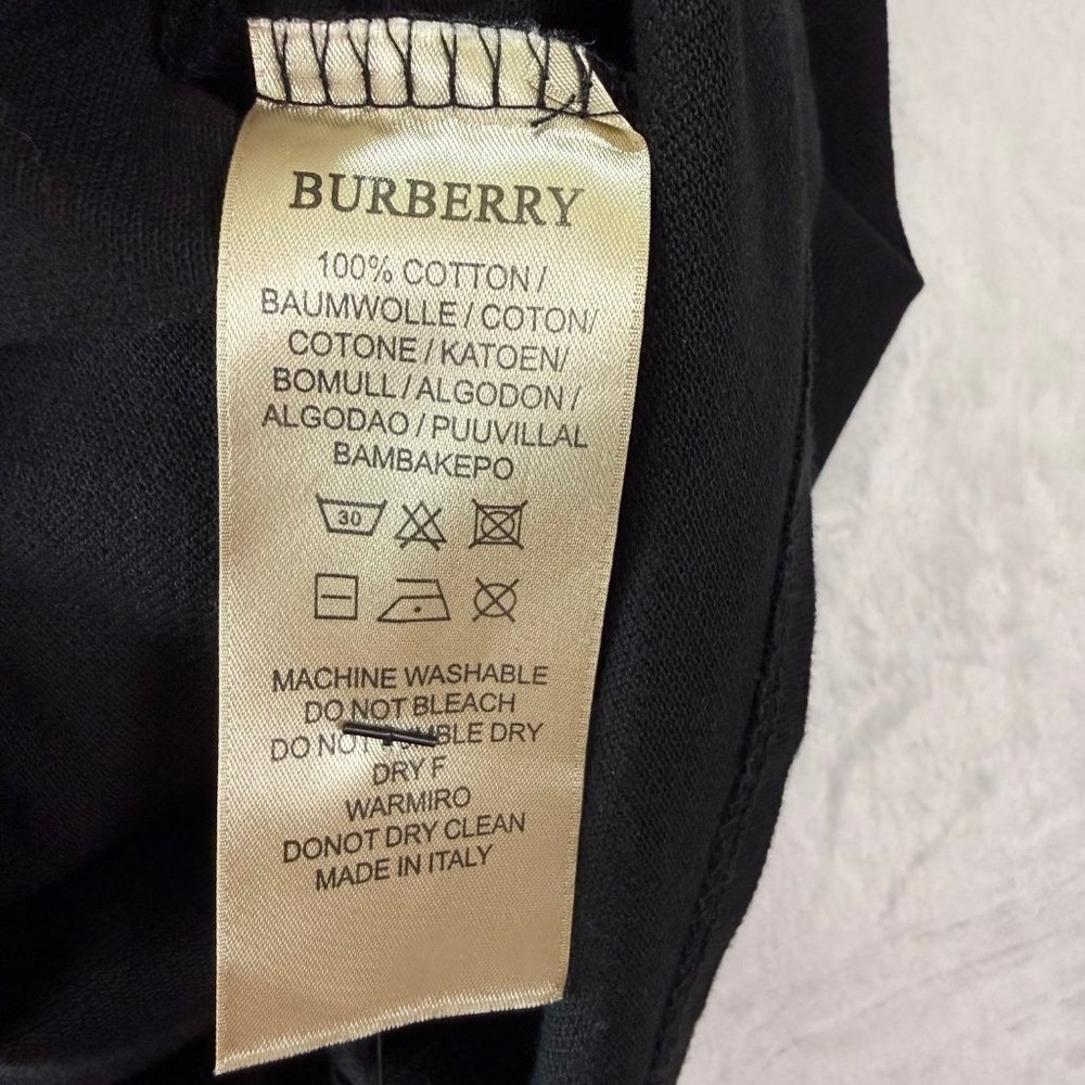 Burberry London England Mens XXL Black Cotton Pique Polo Shirt Logo Patch Italy - Picture 8 of 10